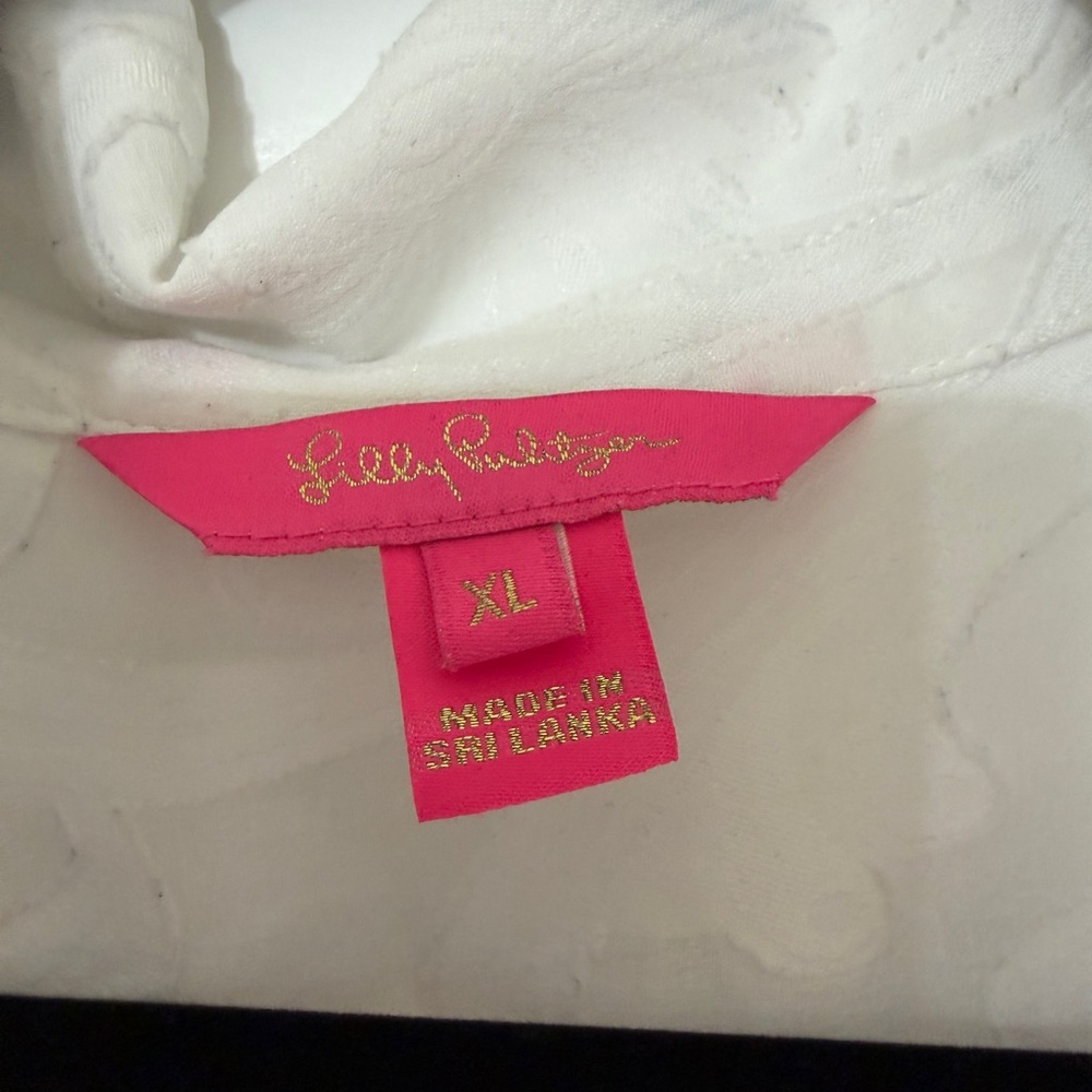 Lilly Pulitzer Sheer White Embroidered Button-Front Duster - Picture 3 of 7